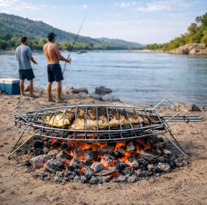 Parrilla Para Pescado Con Patas Plegables 65 x 40 cm