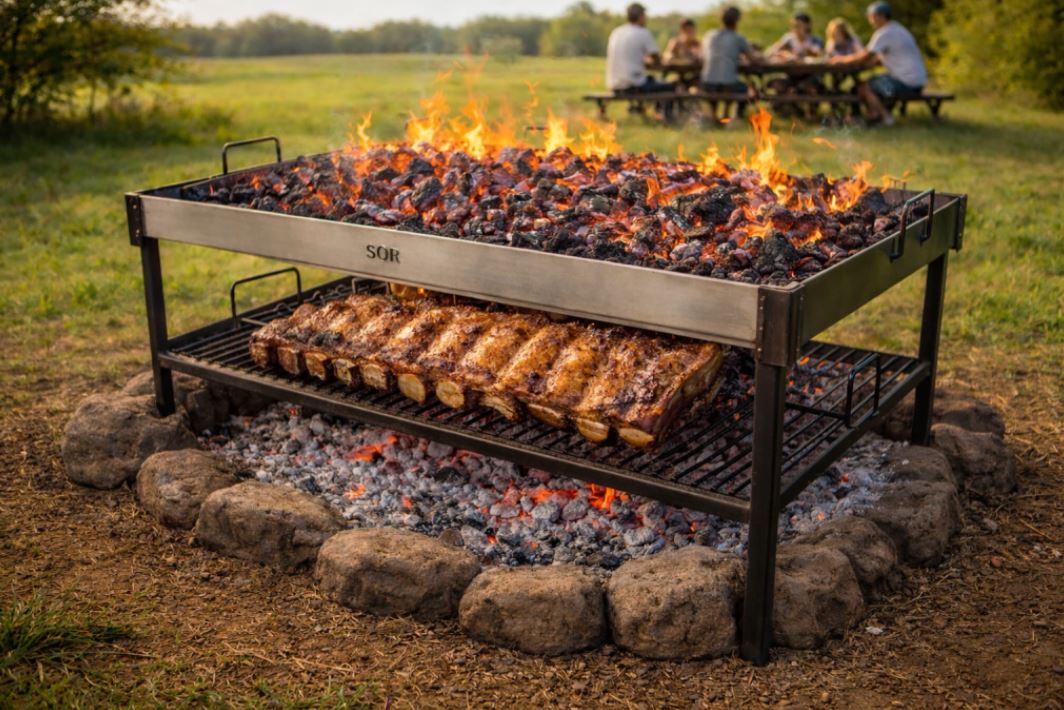 Parrilla Reforzada De Hierro Con Chapón 120 x 60 cm