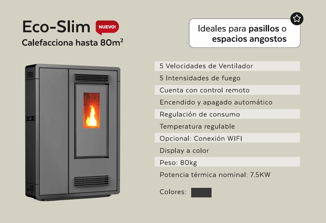 Estufa A Pellet Electrónica Con Wifi ECO-SLIM