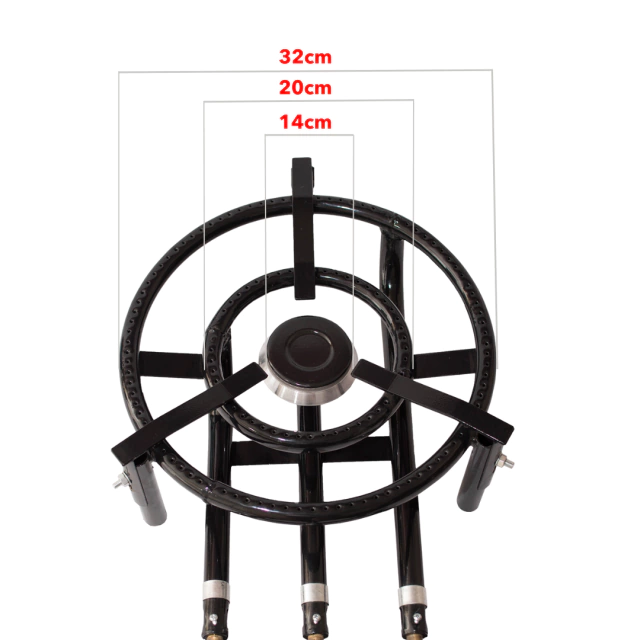 Mechero 32 cm Diámetro 3 Llaves 2 Aros 1 Hornalla
