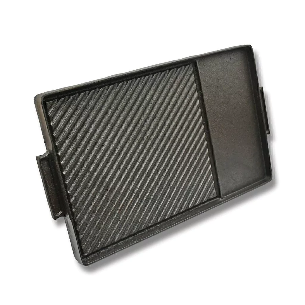 Plancha Grillada Y Lisa Rectangular 44 x 27,5 cm Fundición