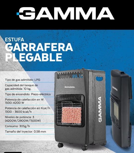 Estufa Garrafera Plegable Gamma