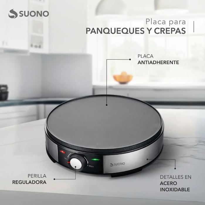 Panquequera Regulable Antiadherente Eléctrica Acero Inoxidable