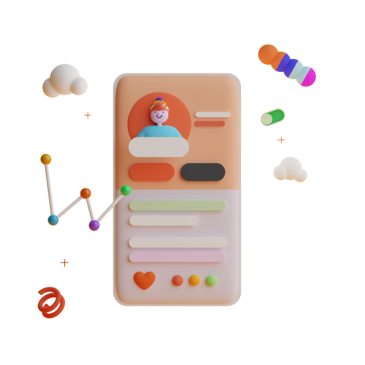 Illustration showing a social media website on a mobile device.