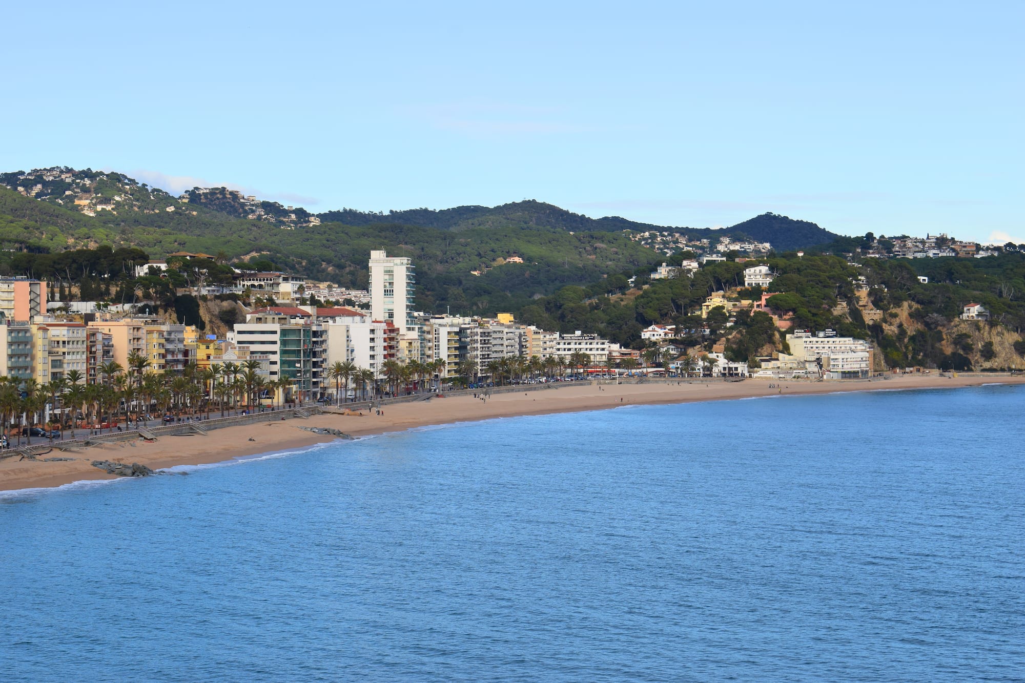 coast seen from the water at Lloret de Mar