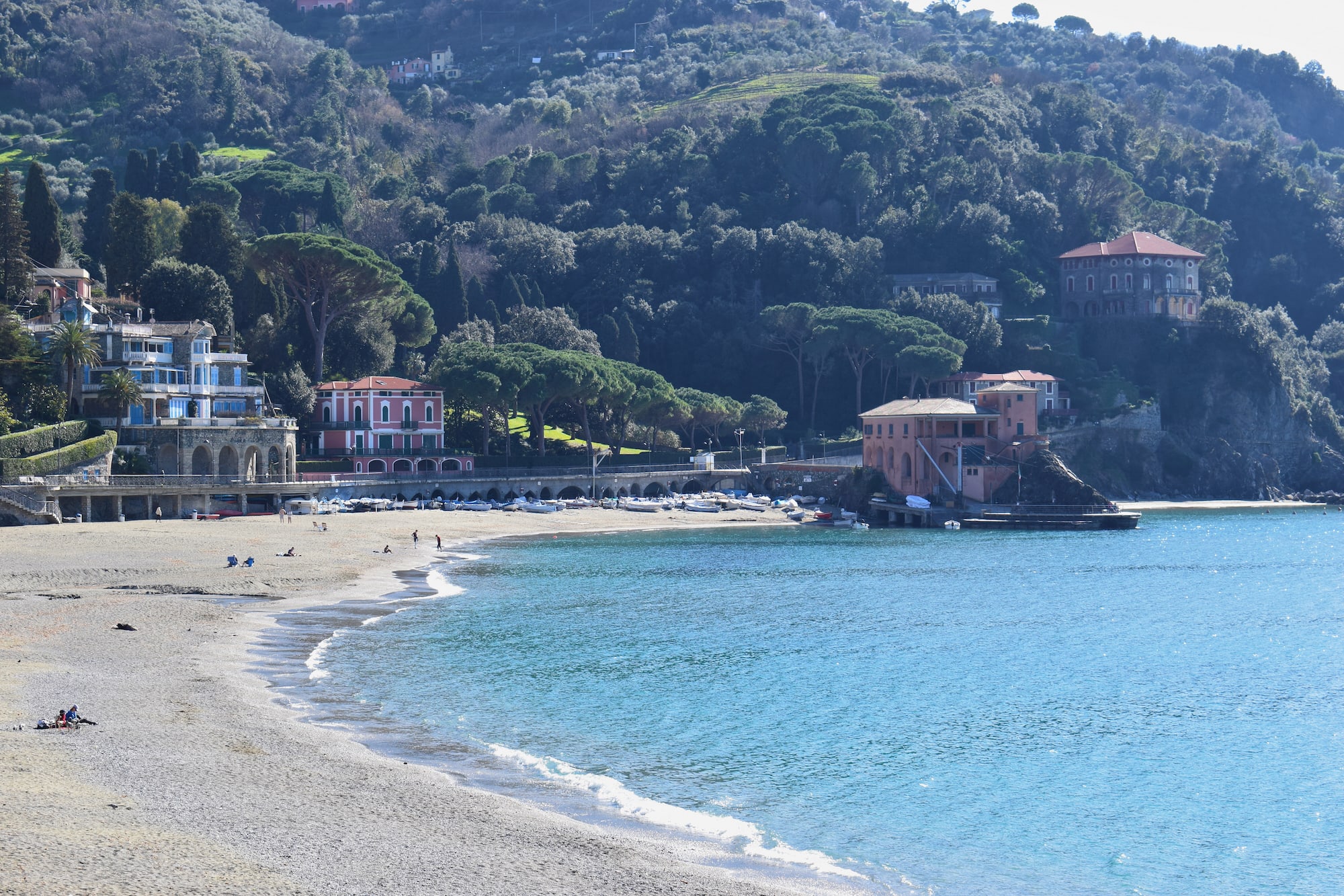 quiet stretch of beach in Levanto, Italy