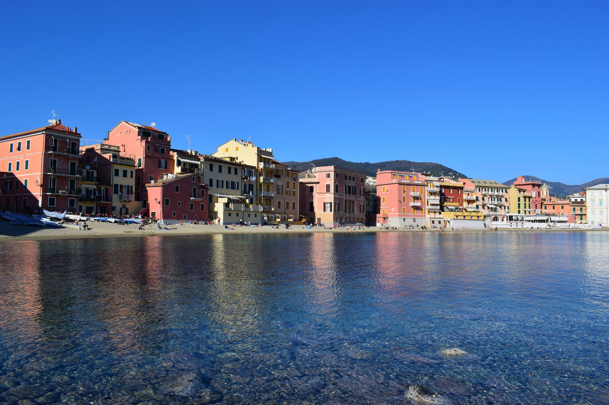coastline of Sestri Levante from the water