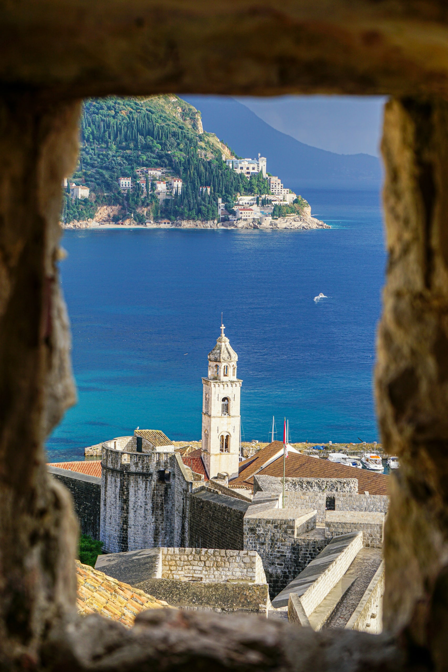 looking through historic walls in dubrovnik, croatia
