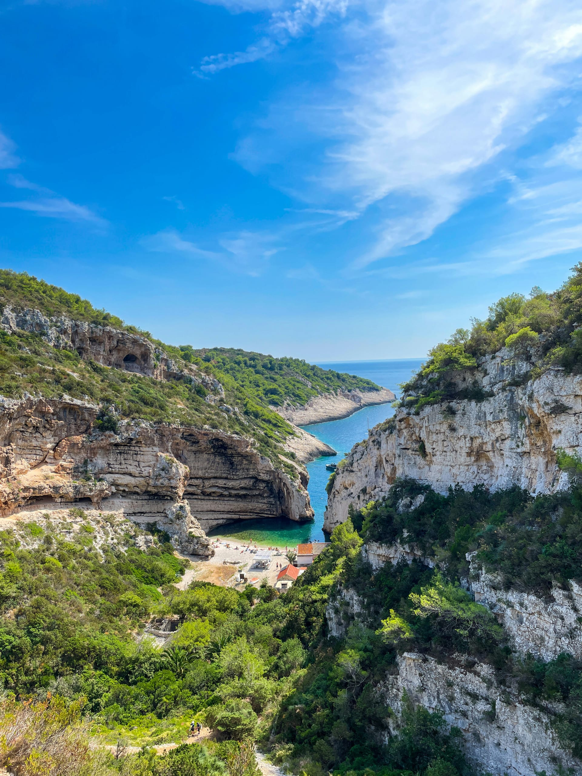 aerial of beach on Vis