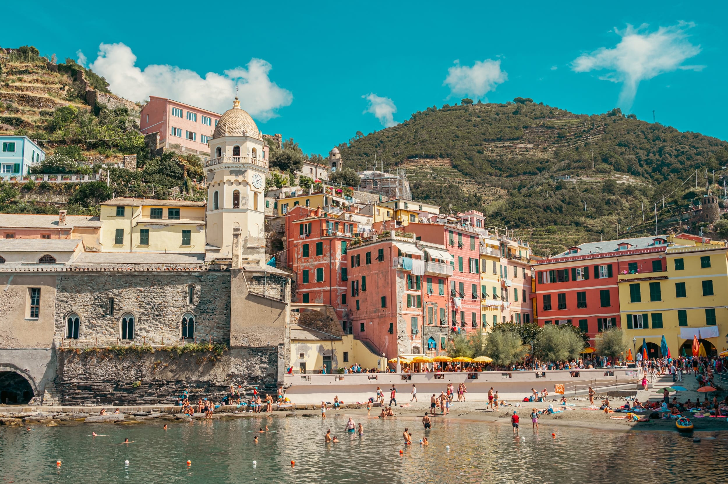 Colorful Vernazza Waterfront in Cinque Terre Italy