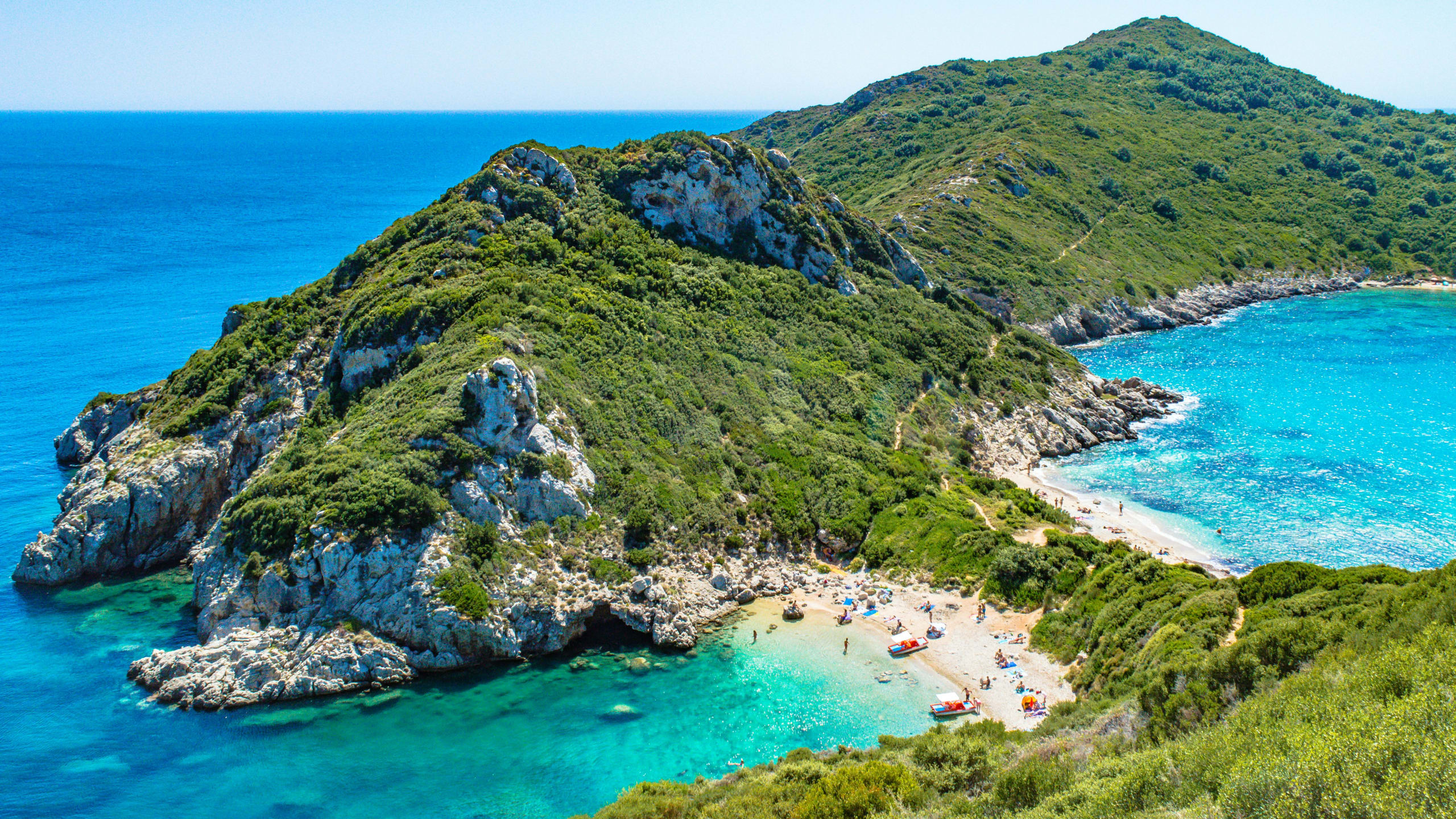 aerial view of beach at Porto Timoni beach