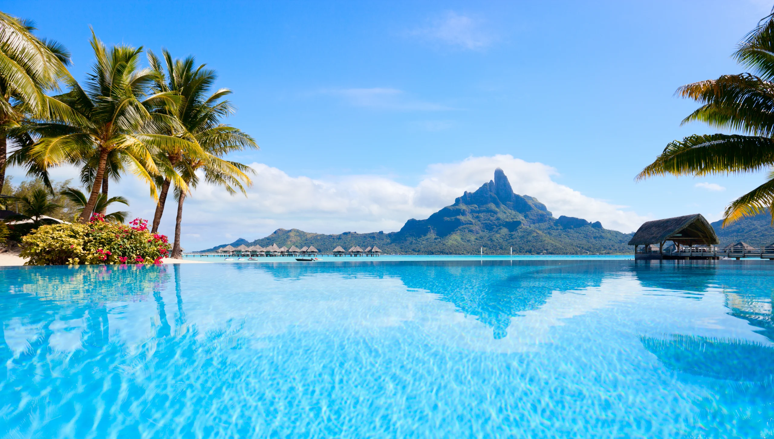 Bora Bora landscape. Beautiful view of Otemanu mountain on Bora Bora island