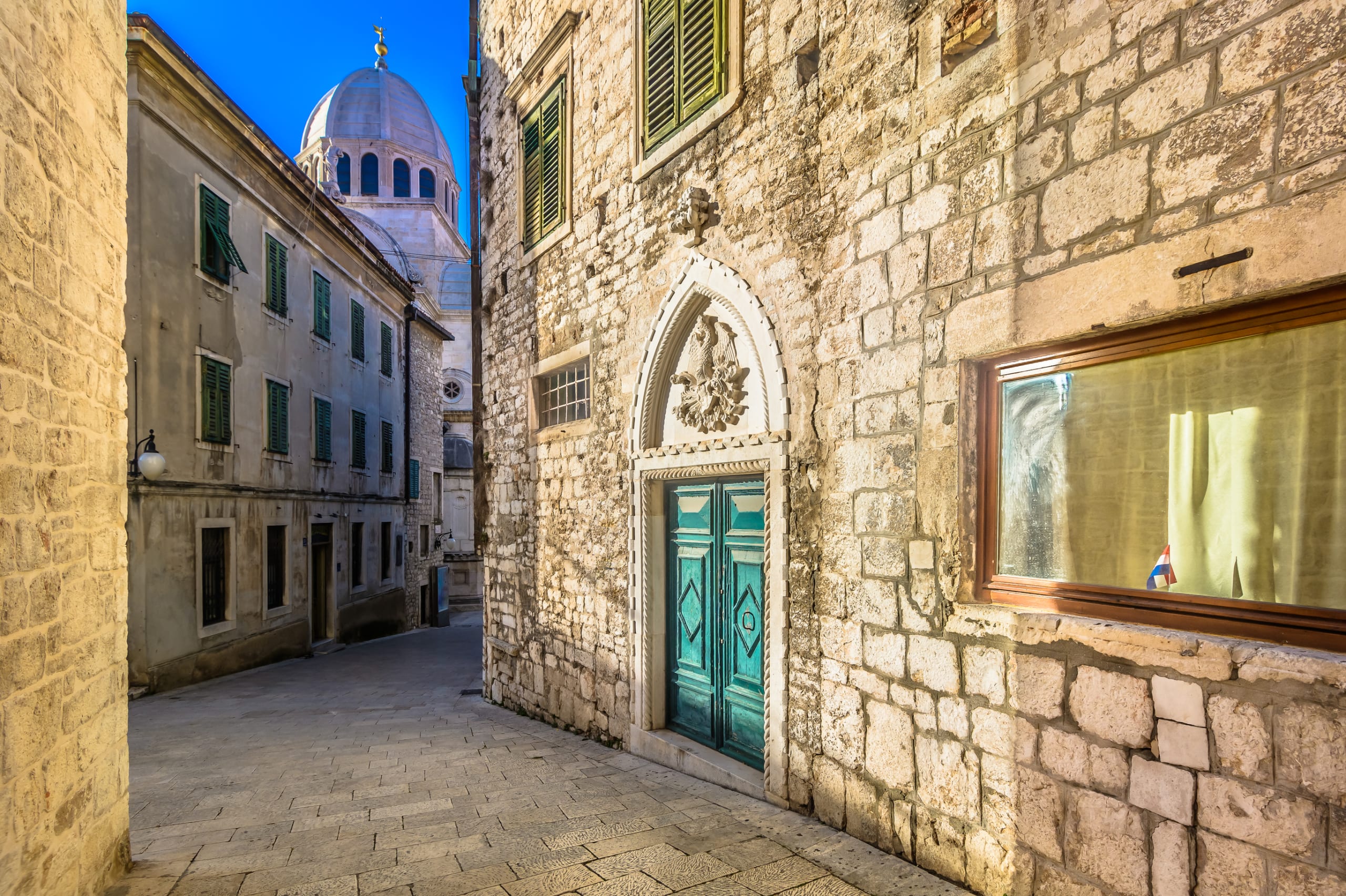 Marble streets in town Sibenik, Croatia