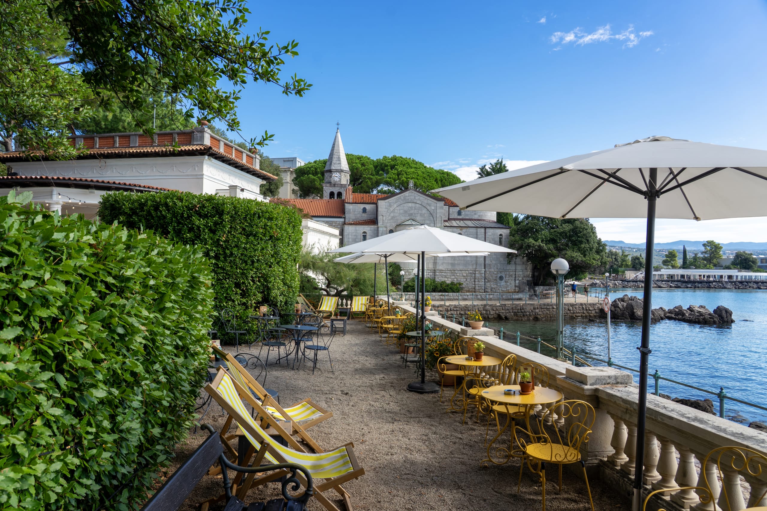 Beautiful table on seaside with seaview in Opatija Croatia