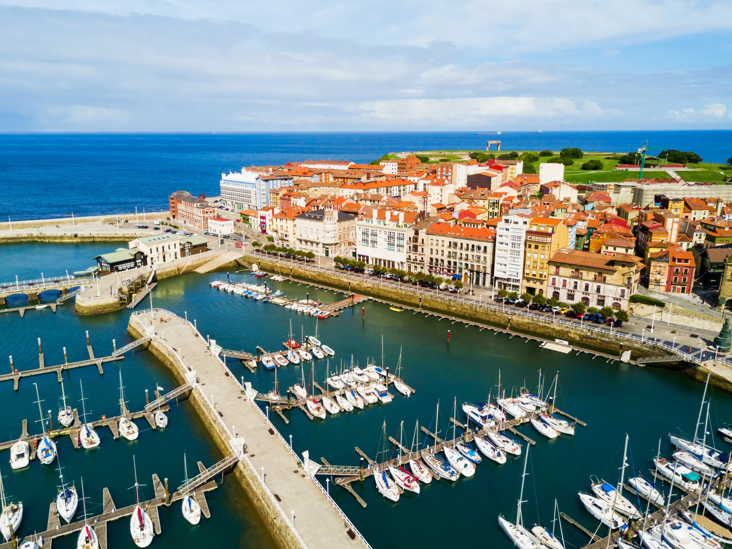 Gijon city marina in Asturias, Spain.