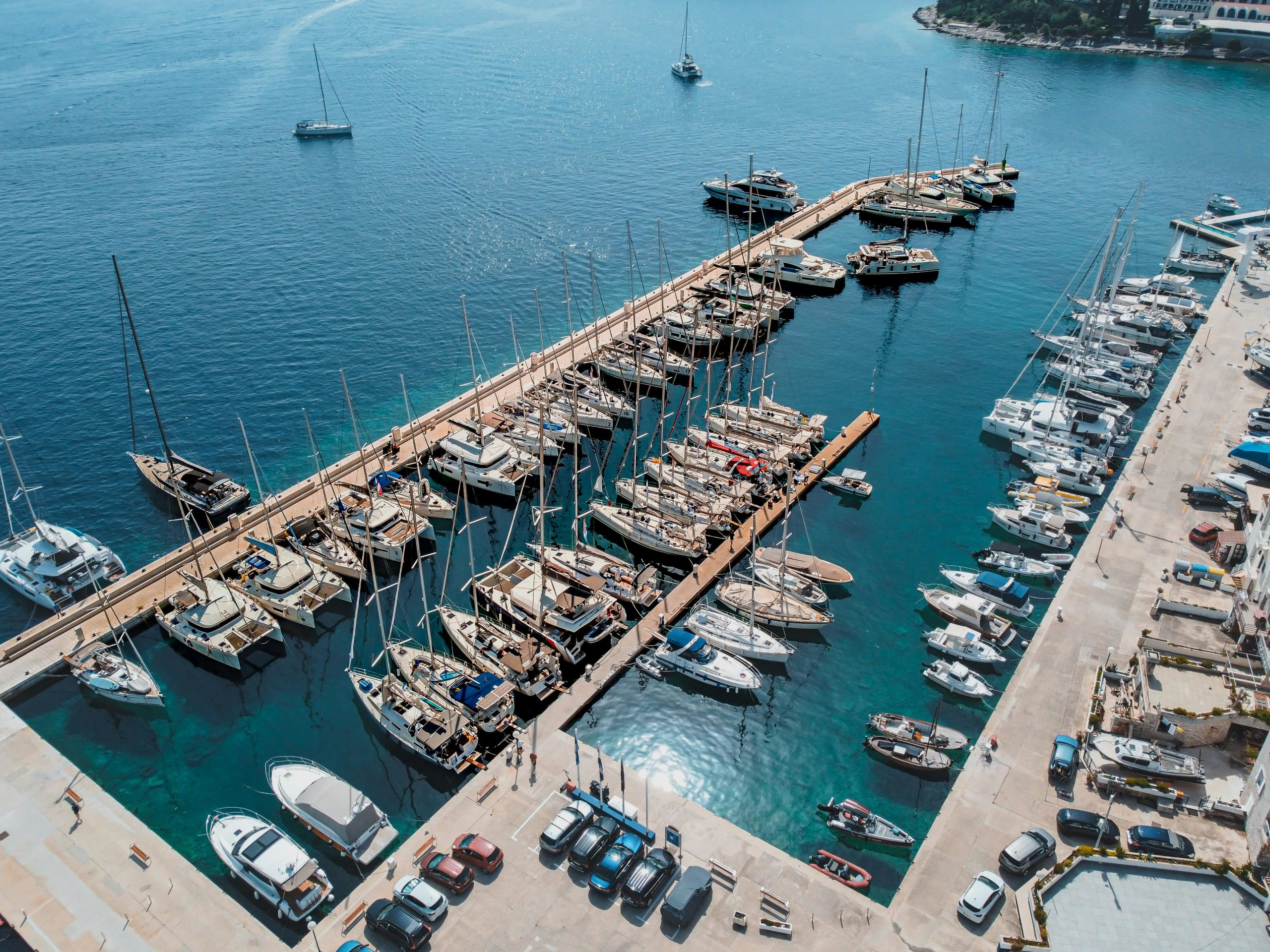 boats in the harbor at Korcula, Croatia