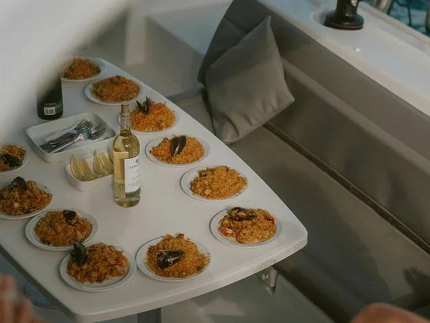 An image of a dining table on yacht