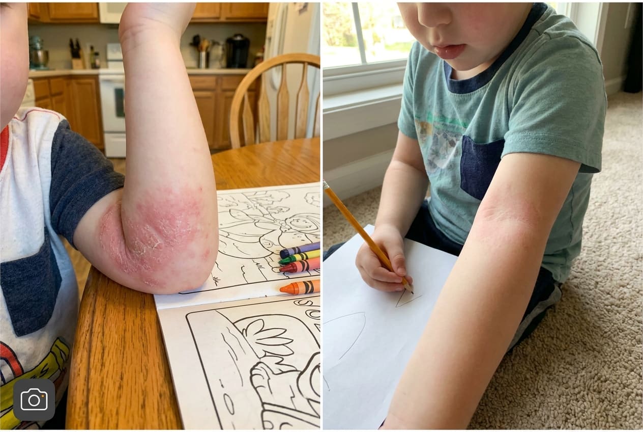 Child with healthy, clear skin after eczema treatment