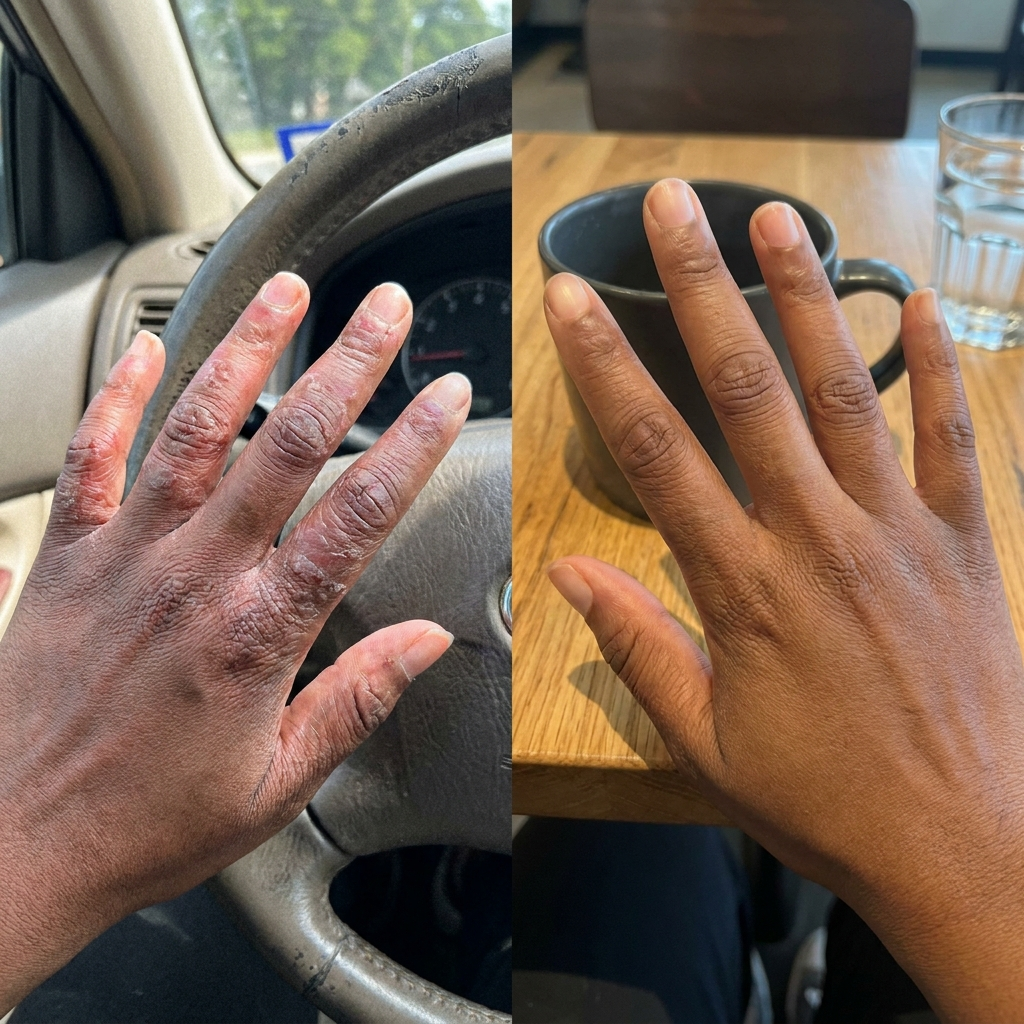 Before and after eczema treatment