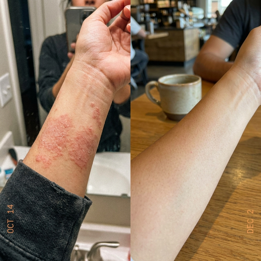 Before and after eczema treatment