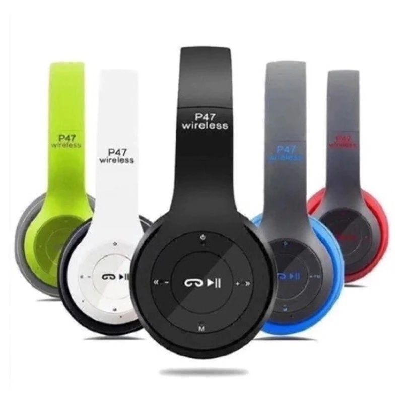 P47 Wireless Bluetooth Foldable Headphones- BLACK - view 3