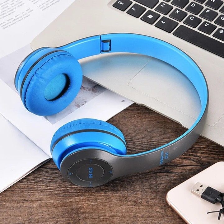P47 Wireless Bluetooth Foldable Headphones-Blue - view 4