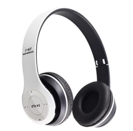 P47 Wireless Bluetooth Foldable Headphones- White