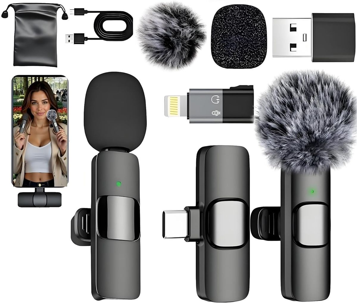 Best K8 Wireless Collar Mic Wireless Single/Double Microphone For Interview, Vlogging & Podcast - view 4