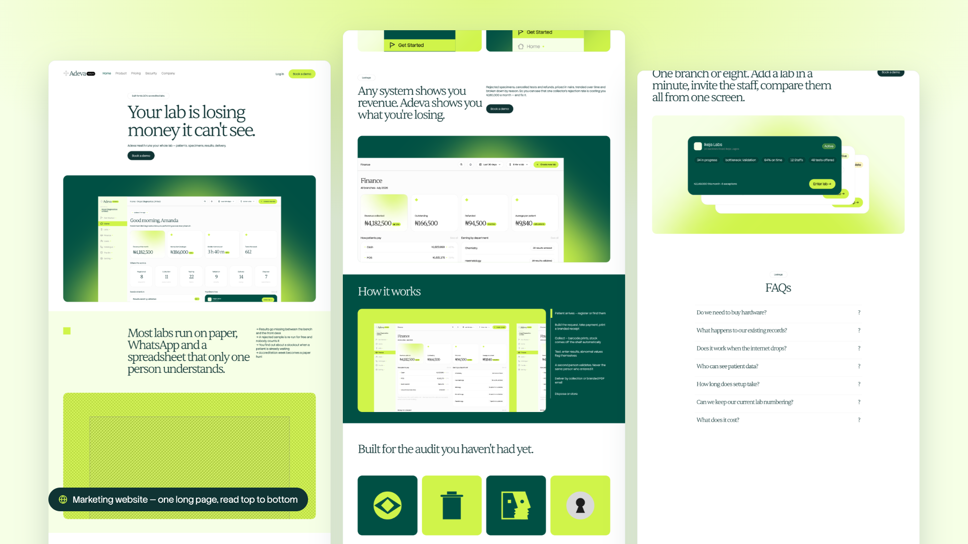 Adeva Health marketing website