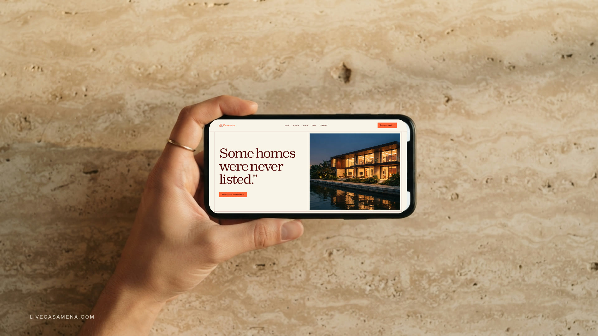 Casamena website on a phone