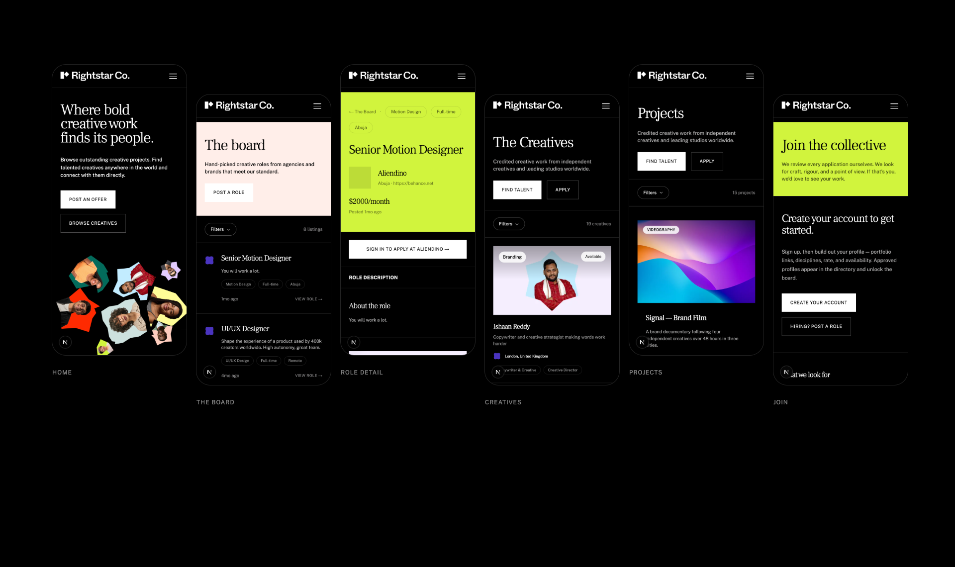 The same pages at mobile width