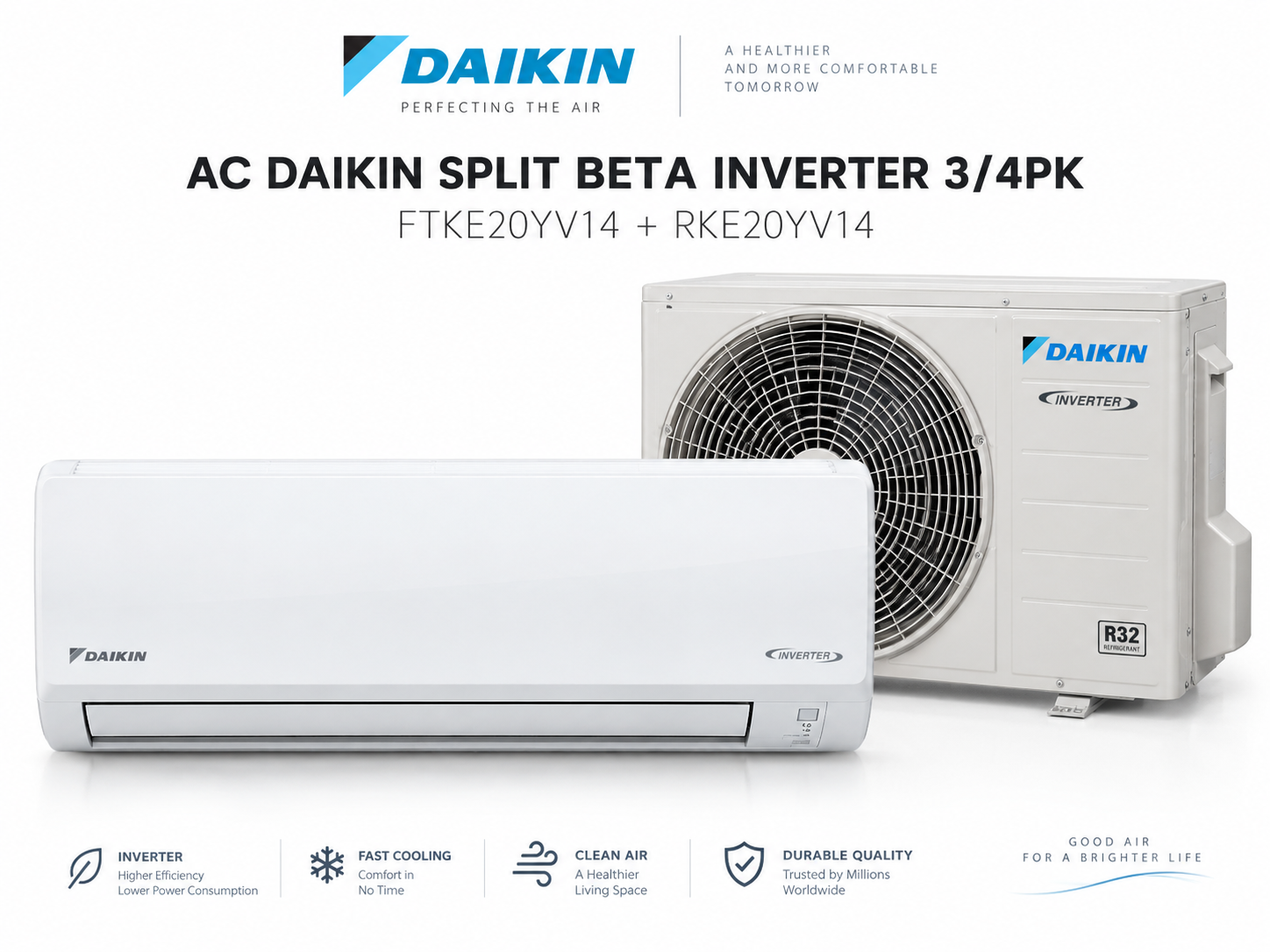 AC DAIKIN SPLIT BETA INVERTER 3/4PK (FTKE20YV14 + RKE20YV14)