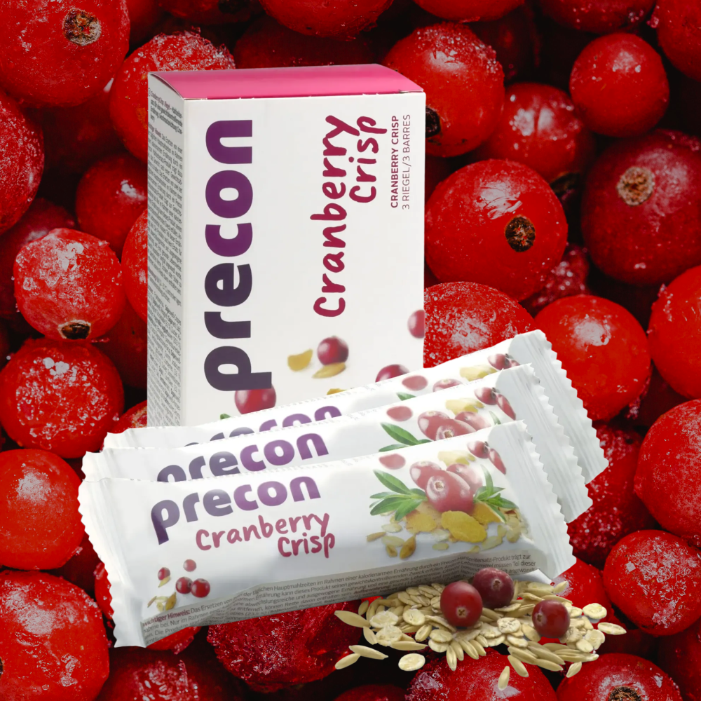 3x CranberryCrisp HighProtein Riegel, vollwertiger Mahlzeitersatz, Eiweissriegel, Abnehmriegel, Diät Snack, gesunder Snack, Recomp, Low Carb, Precon