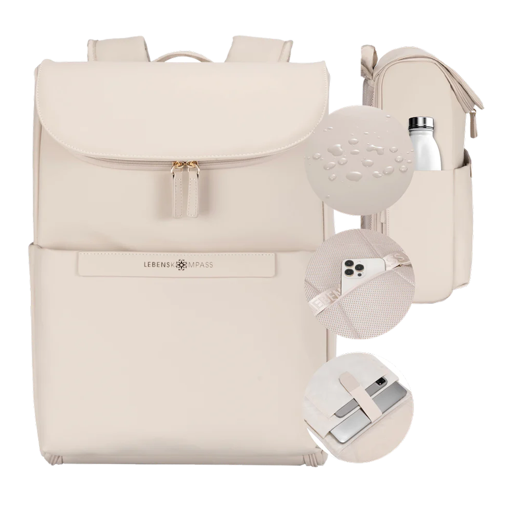 Everyday Backpack 16L - Perfekt organisiert & Wasserabweisend von Lebenskompass - Laptop Rucksack Damen, Uni Rucksack Damen