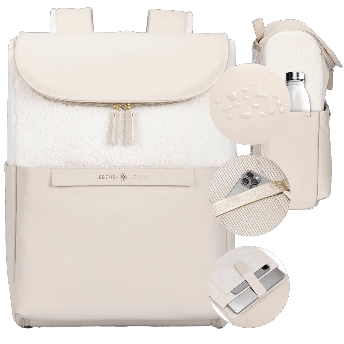 Everyday Backpack Oat Winter Edition 16L - Perfekt organisiert & Wasserabweisend von Lebenskompass - Laptop Rucksack Damen, Uni Rucksack Damen
