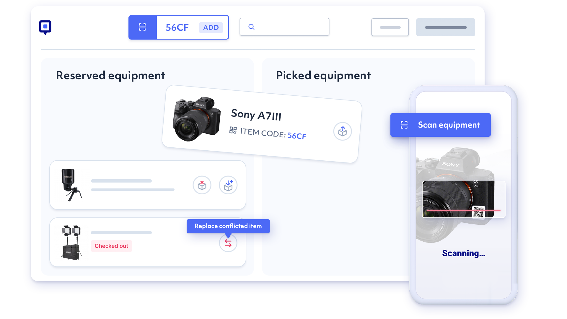 equipment checkout app