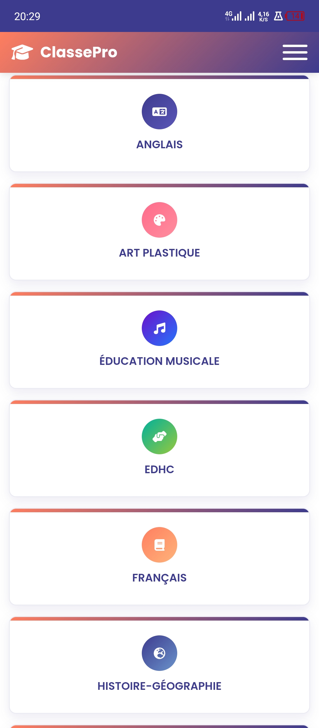 Matières Terminale A — Français, Anglais, Maths, Philosophie
