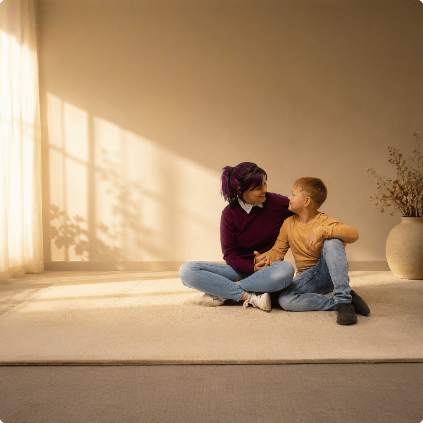 Parent and child sharing a warm moment — Criar Sin Culpas.