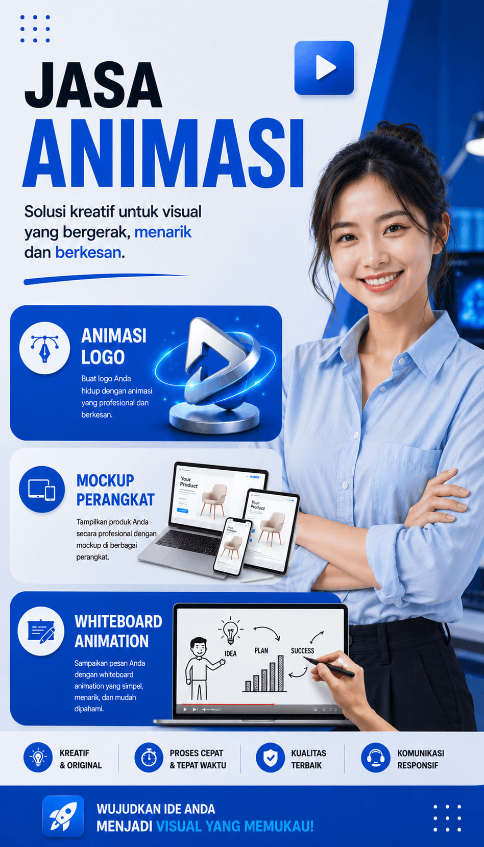 Jasa Logo Animasi 3D Profesional - Maskot JasaAnimasiLogo.com