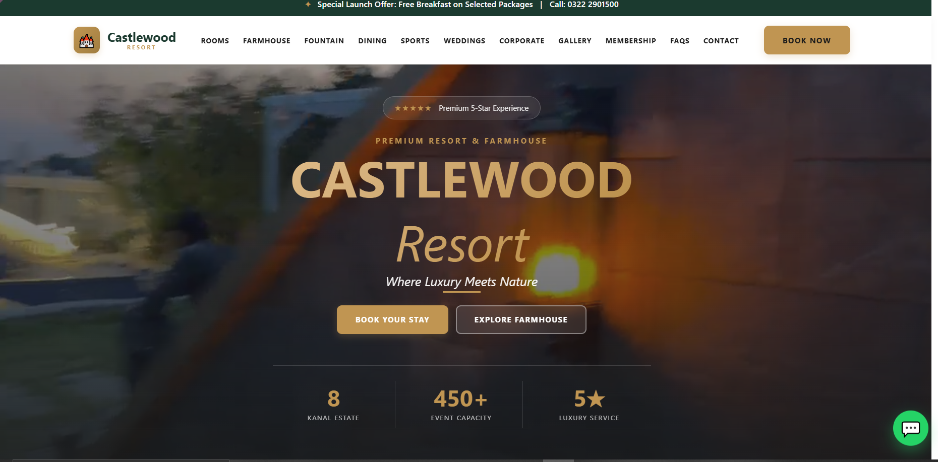 Castlewood Resort Odoo website preview