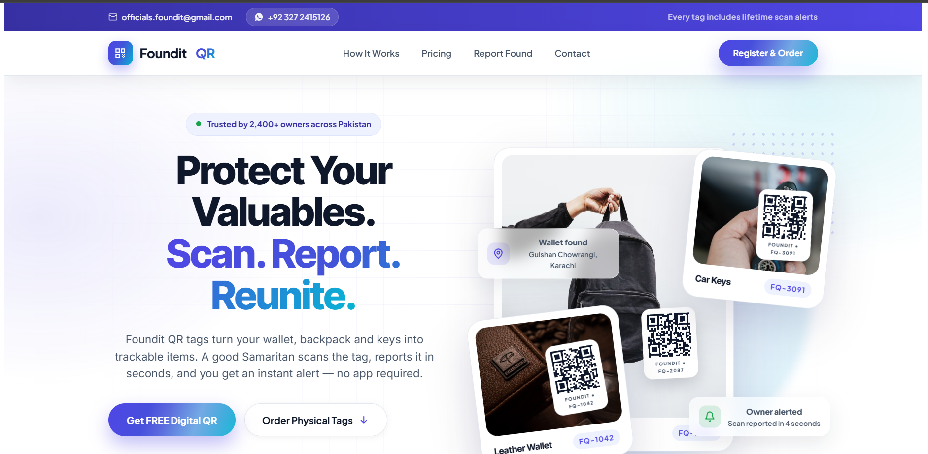Find it QR product landing page preview