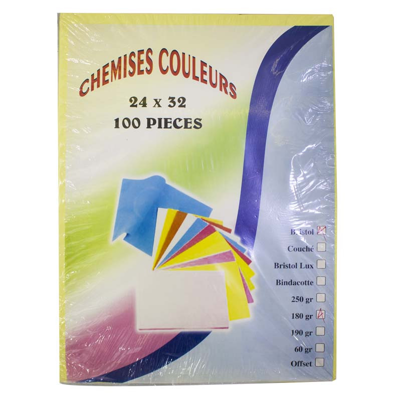 chemise cartonnée bristol 100 pieces