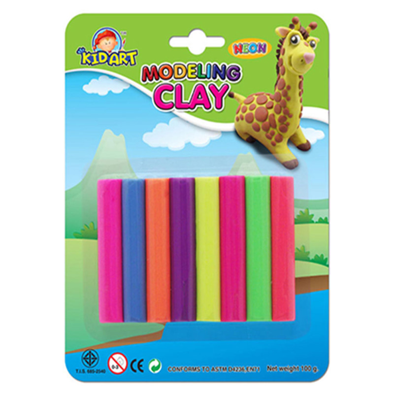 pate a modeler de 8 fluo kid art