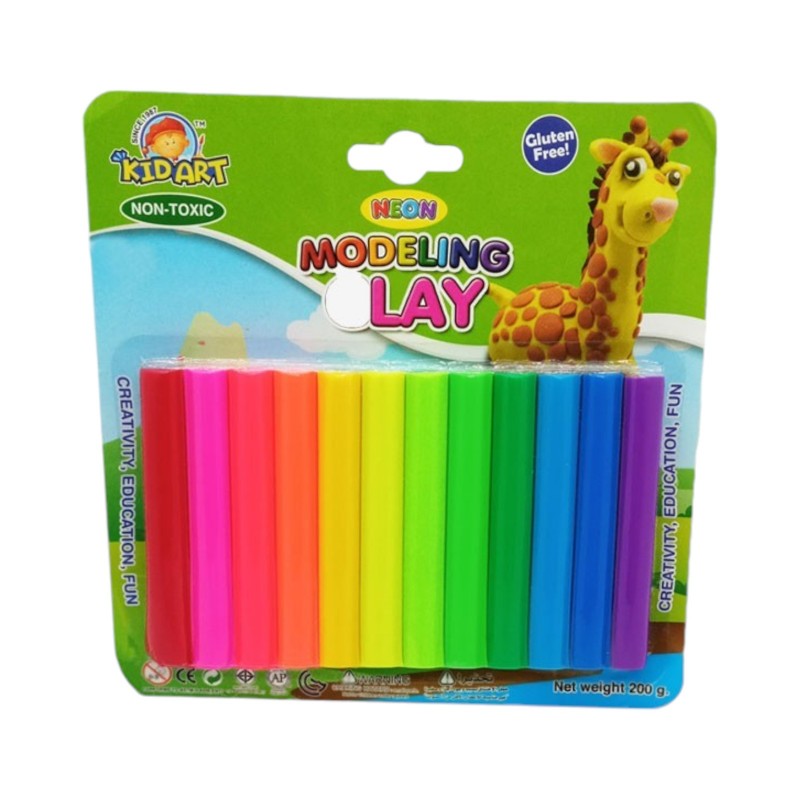 pate a modeler de 12 fluo kid art