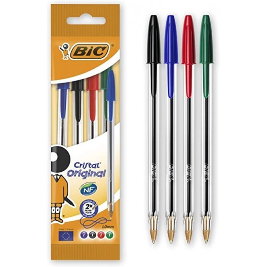 pochette de 4 stylo cristal bic