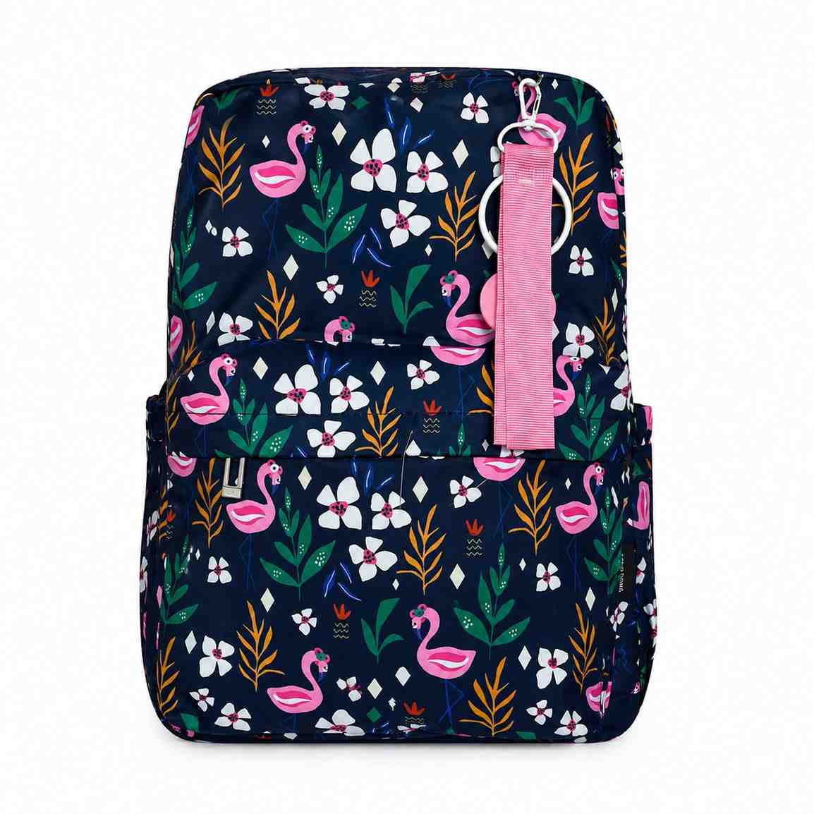 ac à dos scolaire motif flamants roses et Bleu marine