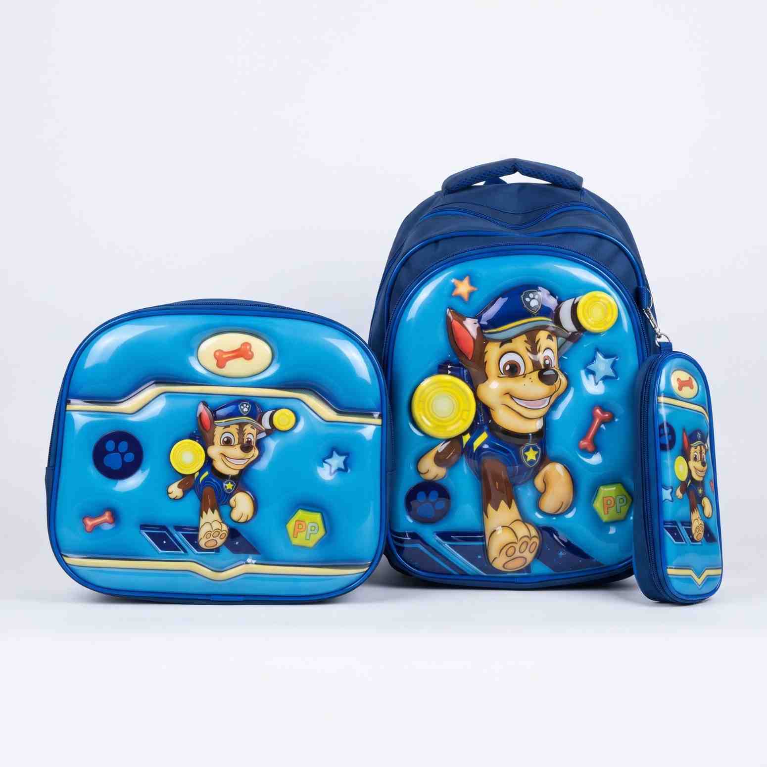 Ensemble Sac À Dos Avec Porte Goûter et Trousse - blue dog