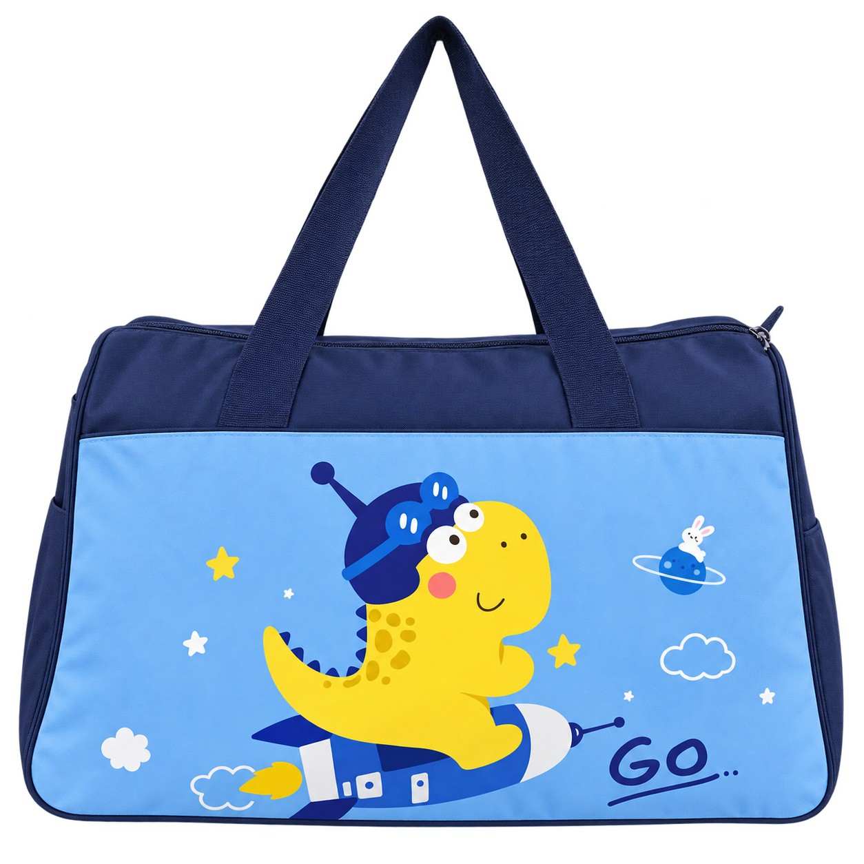 Sac Cabas Enfant Bleu Motif Dinosaure