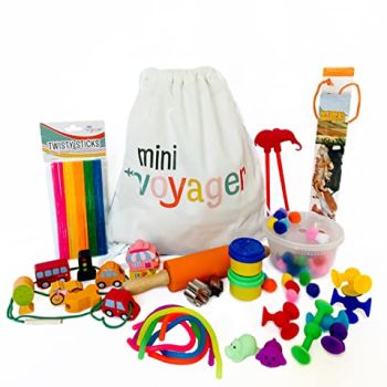 Picture of Mini Voyager Travel Activity Kit for Kids, Includes Crafts, Toys & Games Designed for Children’s Independent Play, Boys & Girls Quiet Time Sets for Road Trips, Airplanes & Hotels (3-4 Years Old)…