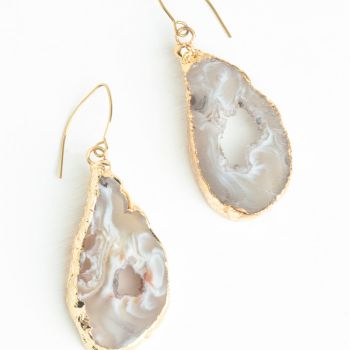 Natural Beauty Agate and Gold Earrings